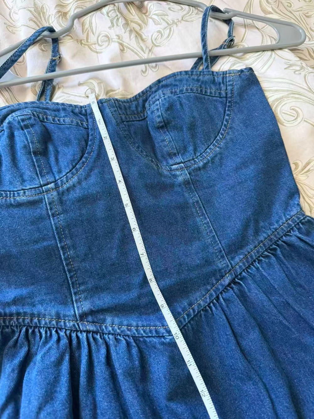 COMMENSE Sweetheart collar Denim Maxi Dress - Picture 10 of 11